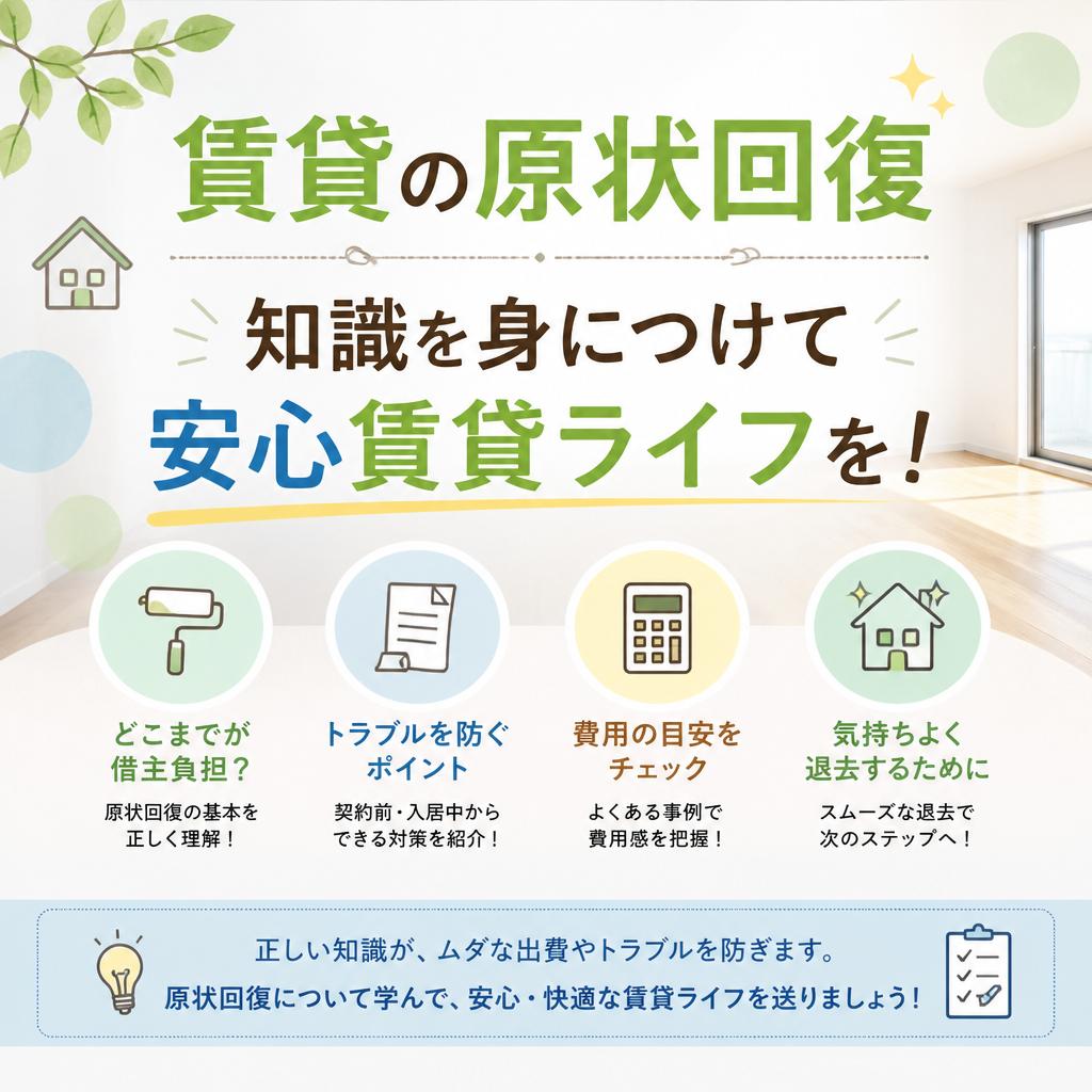 賃貸の原状回復、知識を身につけて安心賃貸ライフを！